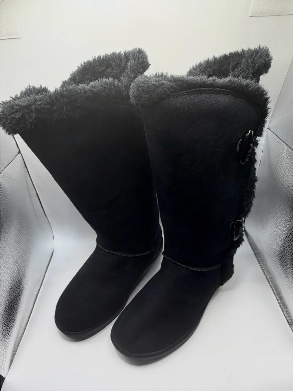 Airwalk Women's Black Faux-Fur Tall Winter Boots